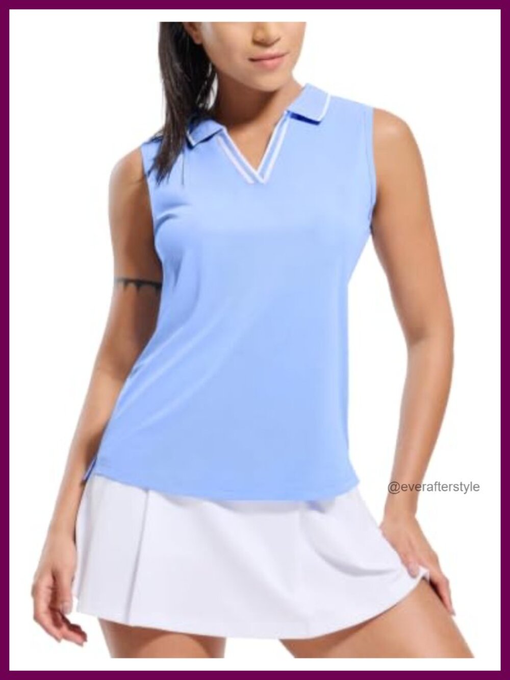 MIER Sleeveless Golf Polo Shirt Women V Neck Collared Tank Top